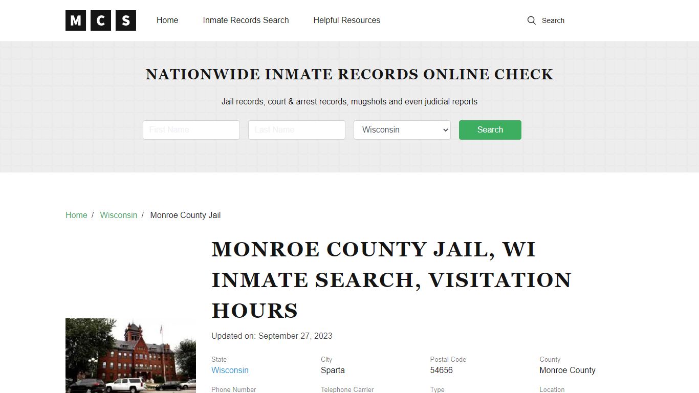 Monroe County, WI Jail Inmates Search, Visitation Rules